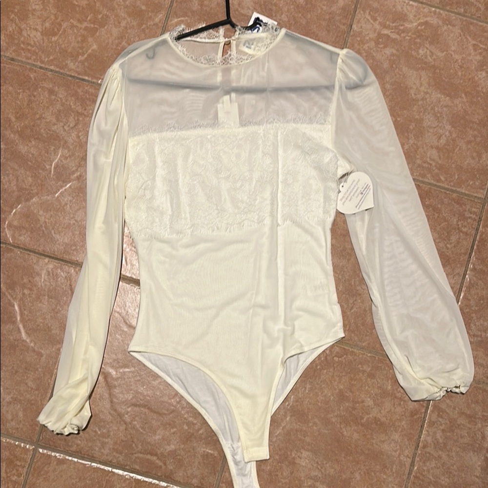 Elegant Cream Lace Bodysuit